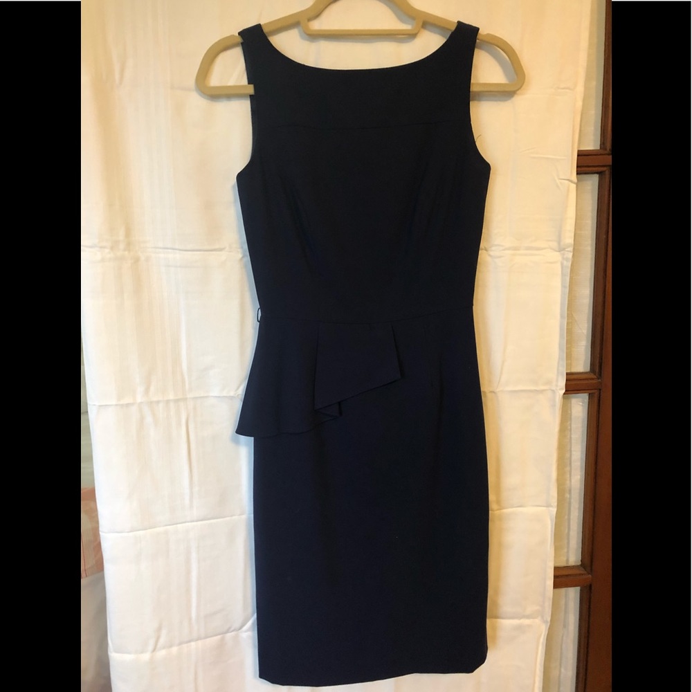 Antonio Melani Navy Blue Peplum Sheathe Dress